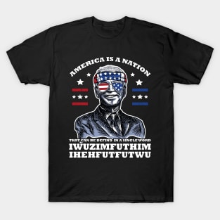 Confused Biden America Flag Sunglasses America is a Nation T-Shirt